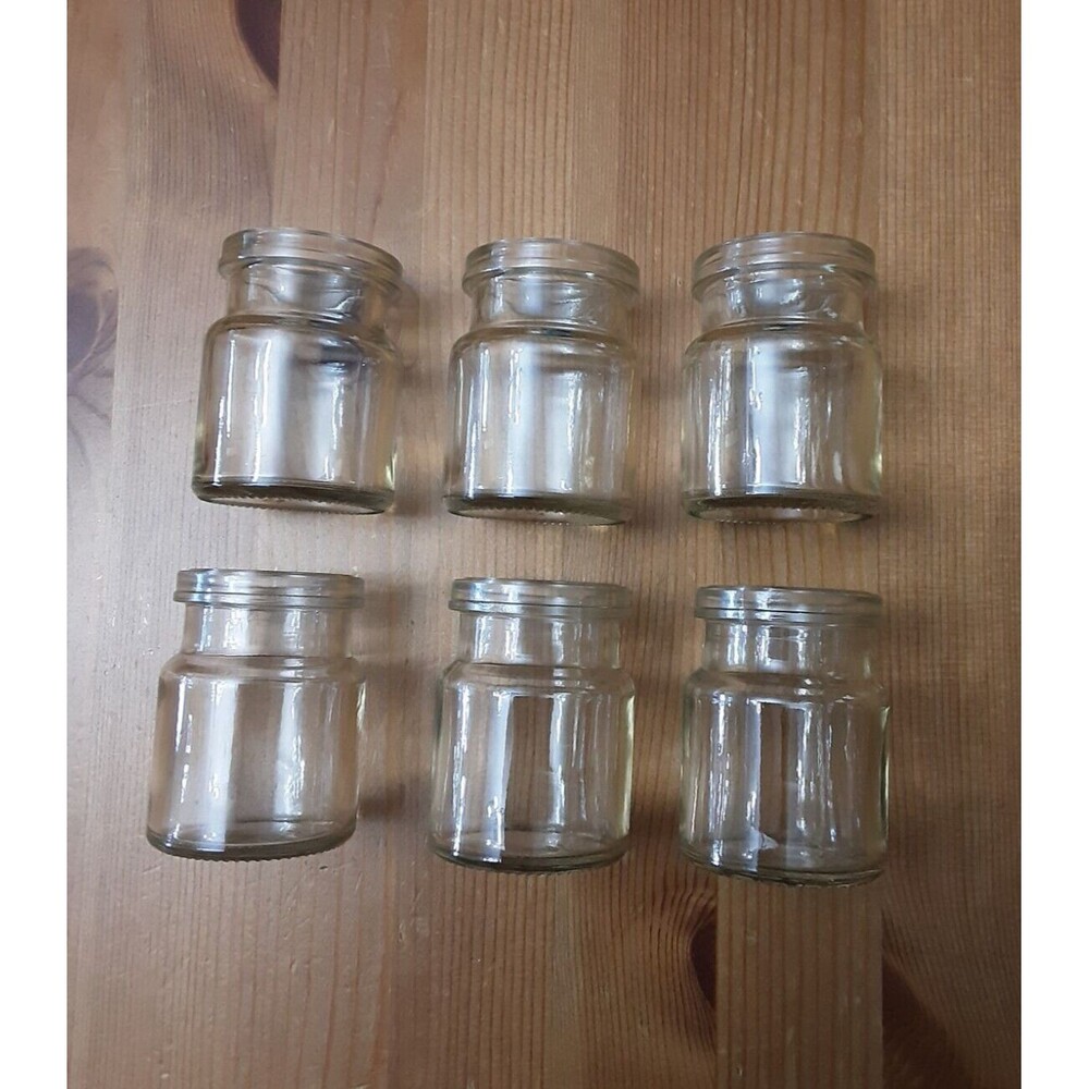 6 Small Glass  Jars